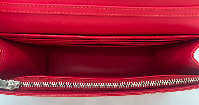 Christian Dior Red Patent Leather Tribale Chain Flap Bag
