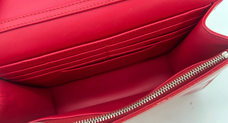 Christian Dior Red Patent Leather Tribale Chain Flap Bag