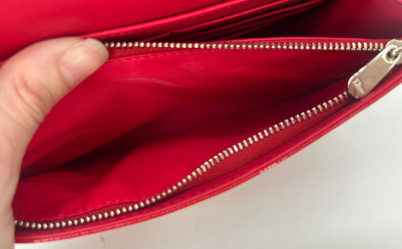 Christian Dior Red Patent Leather Tribale Chain Flap Bag