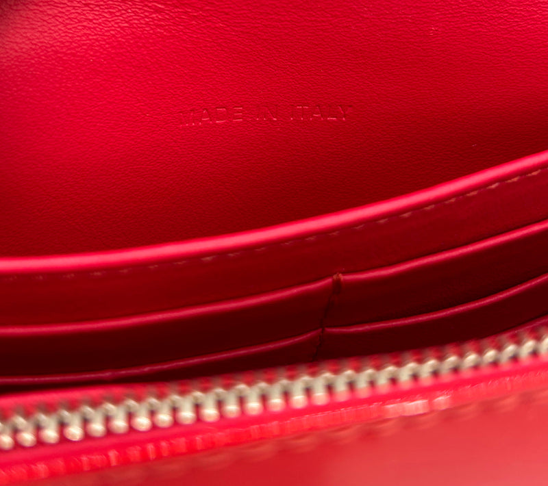 Christian Dior Red Patent Leather Tribale Chain Flap Bag
