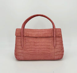Nancy Gonzalez Pink Crocodile Top Flap Double Handle Bag