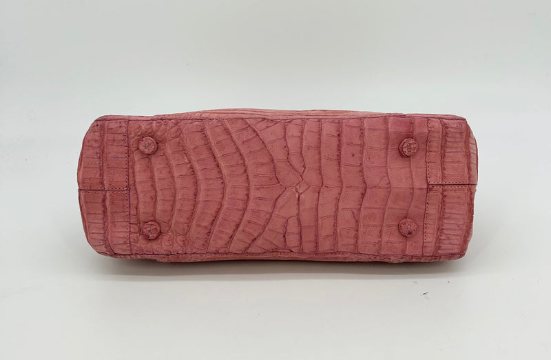 Nancy Gonzalez Pink Crocodile Top Flap Double Handle Bag