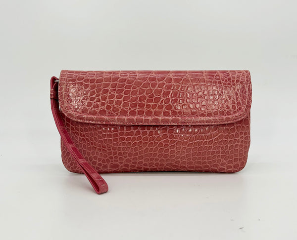 Maxima for Titti Dell'Acqua Vintage Pink Alligator Wristlet c1990s