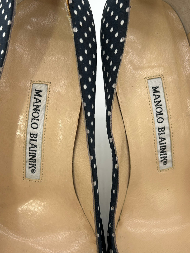 Manolo Blahnik Black and White Polka Dot High Heel Pumps size 37.5
