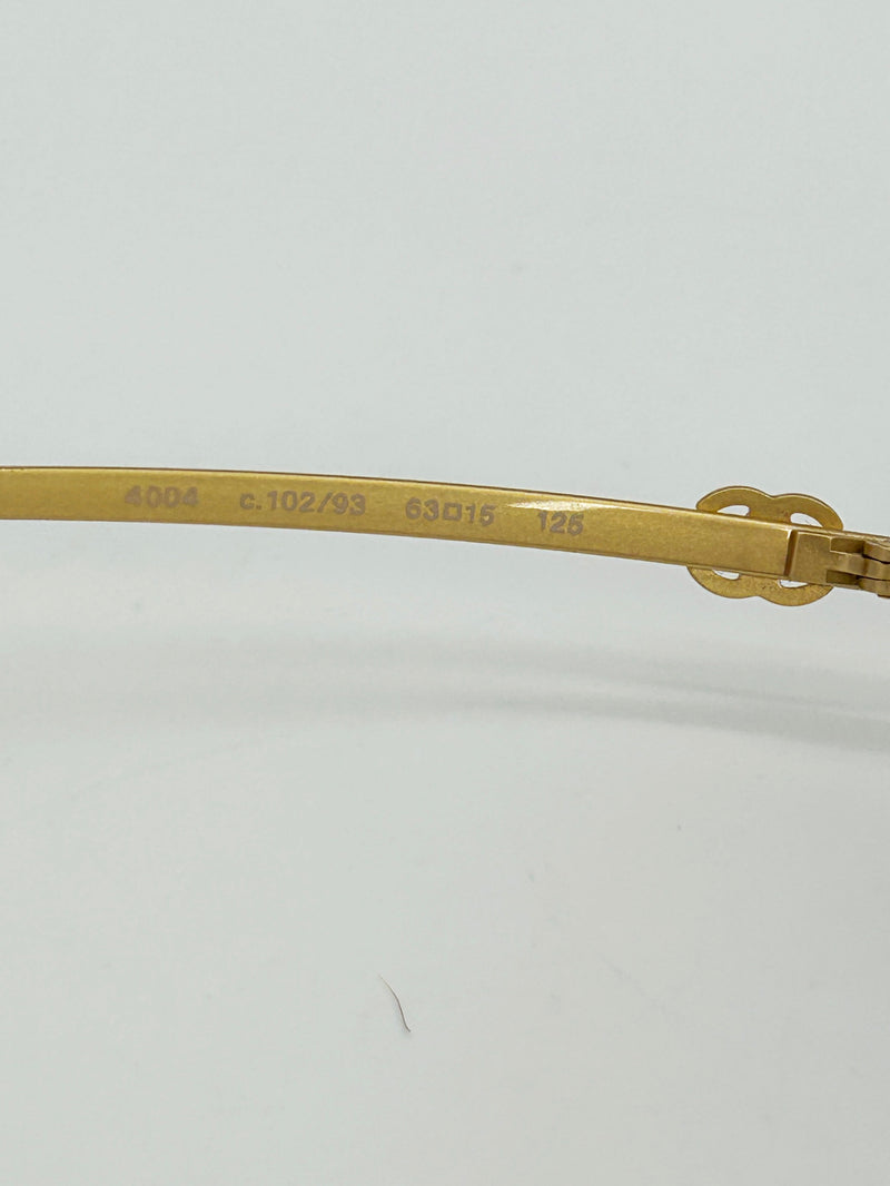 Chanel Vintage Y2K Half Frame Matte Gold Brown Lens Sunglasses c2000s