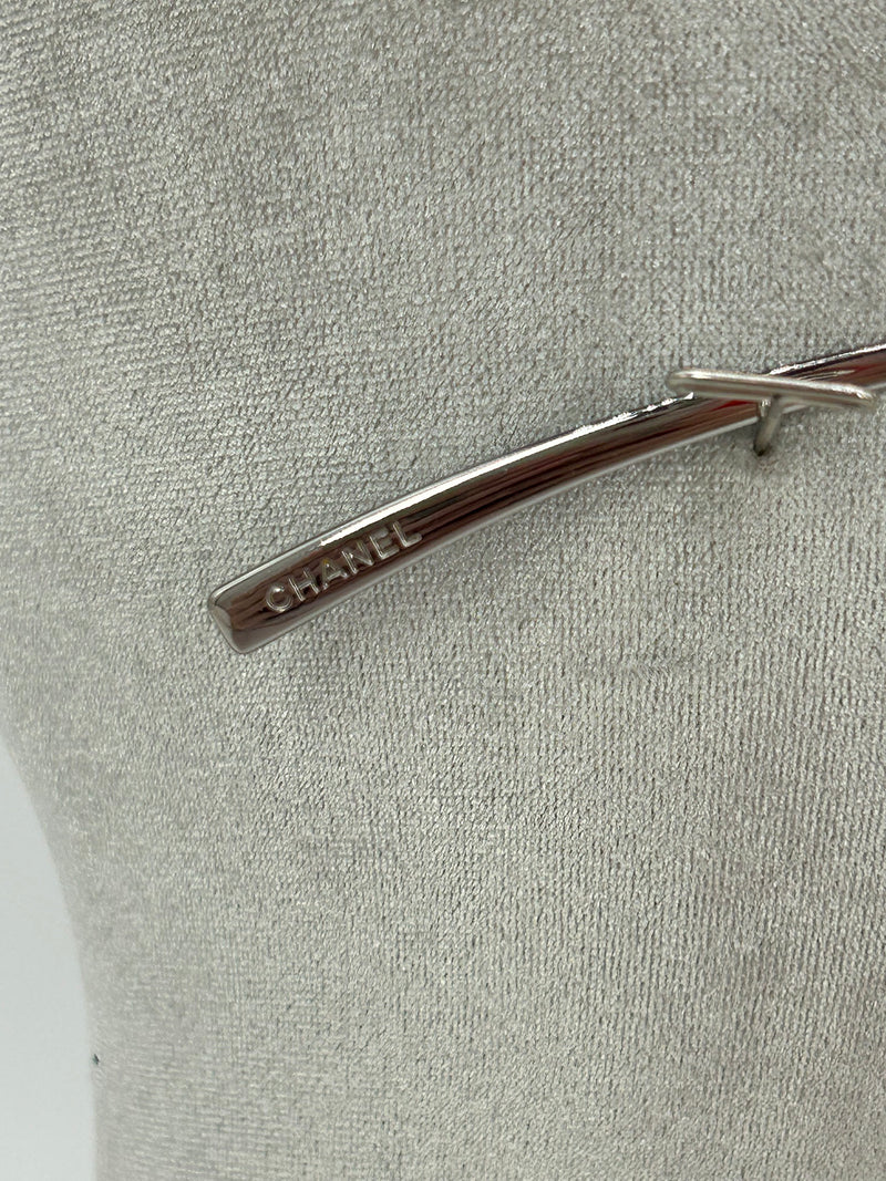 Chanel Vintage Y2K Brown CC Logo Crystal Frame Shield Sunglasses c2000s