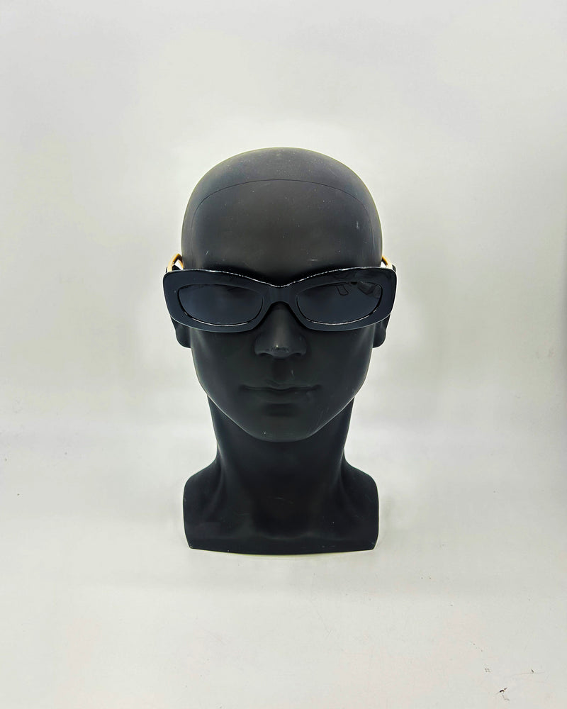 Chanel Vintage Y2K Black and Cream Oval Lens Sunglasses