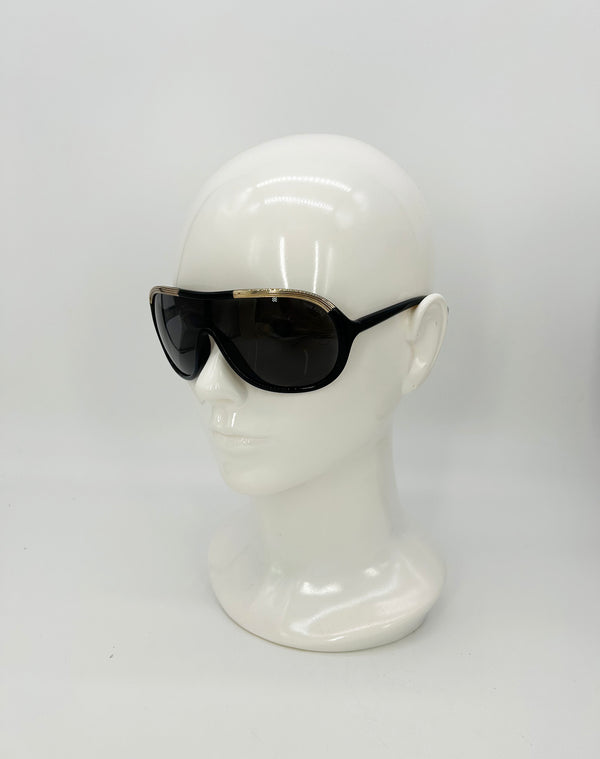 Tom Ford Vintage Y2K Black & Gold Oversize Aviator Farrah Sunglasses c2000s