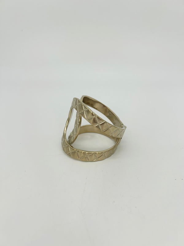 Chanel CC Logo Quilted Matelasse Hinge Cuff Bracelet