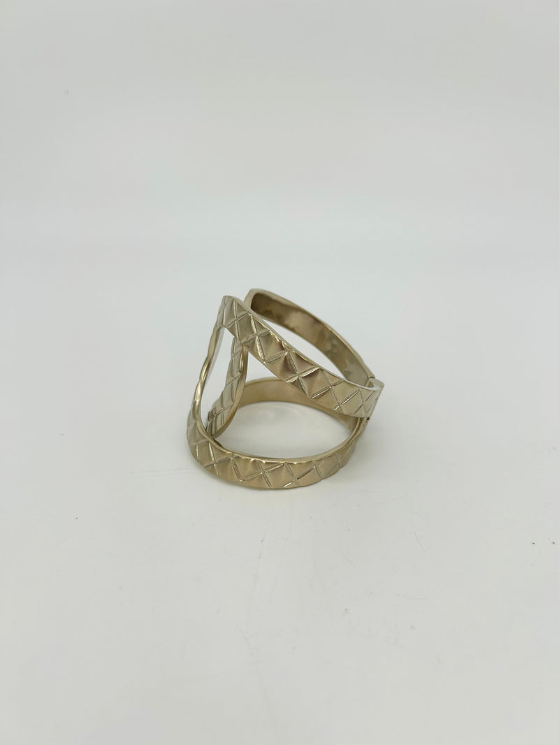 Chanel CC Logo Quilted Matelasse Hinge Cuff Bracelet