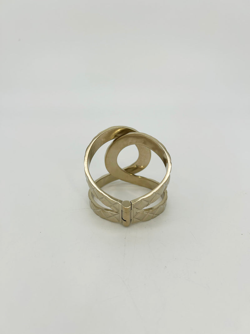 Chanel CC Logo Quilted Matelasse Hinge Cuff Bracelet