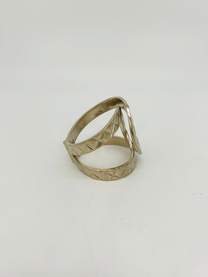 Chanel CC Logo Quilted Matelasse Hinge Cuff Bracelet