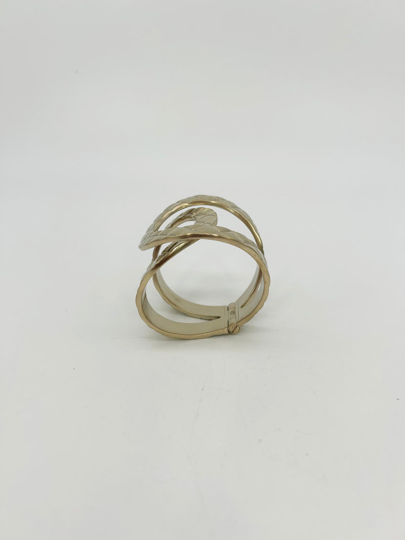 Chanel CC Logo Quilted Matelasse Hinge Cuff Bracelet