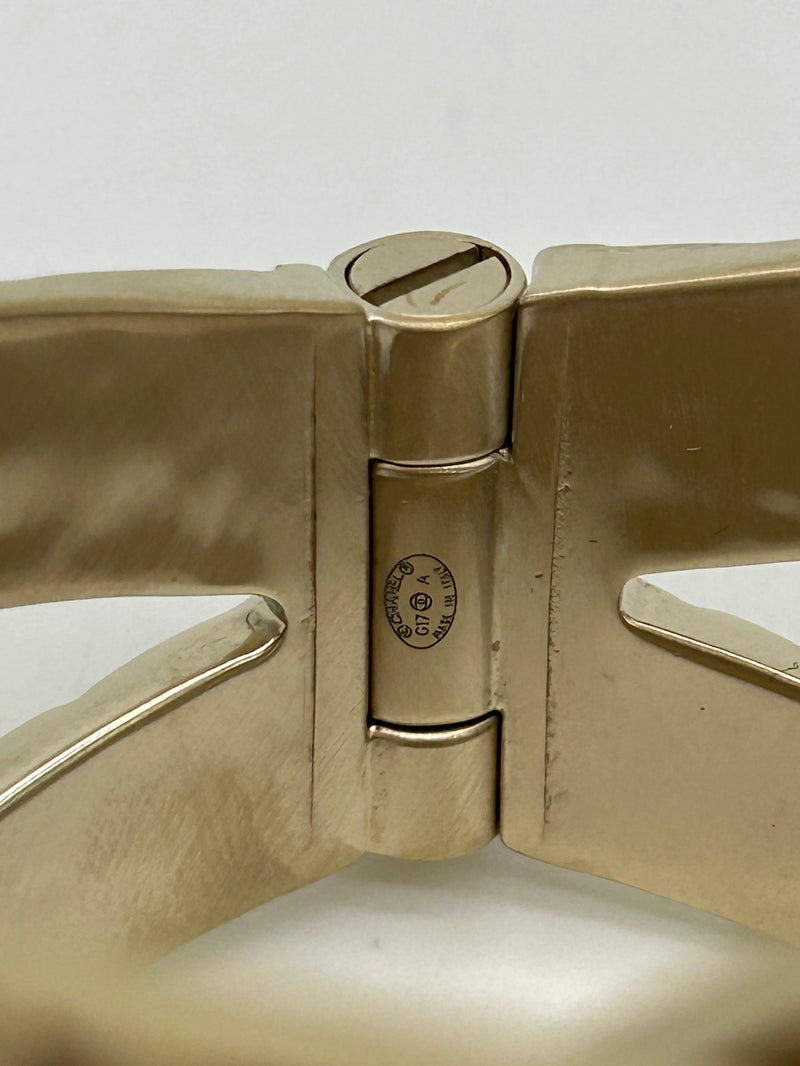 Chanel CC Logo Quilted Matelasse Hinge Cuff Bracelet