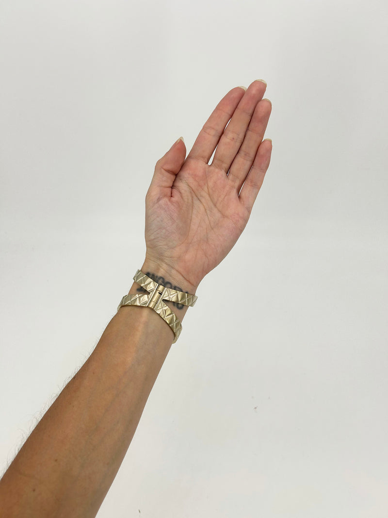 Chanel CC Logo Quilted Matelasse Hinge Cuff Bracelet