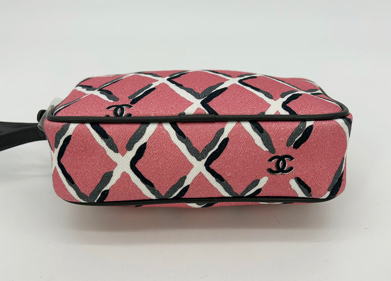 Chanel Coco Pink Canvas Beach Pouch Wristlet