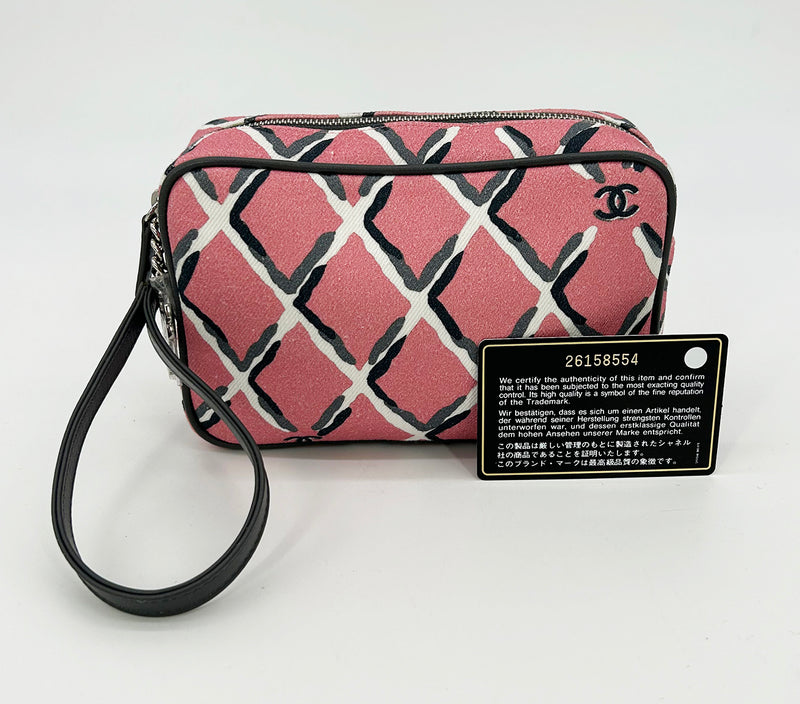 Chanel Coco Pink Canvas Beach Pouch Wristlet