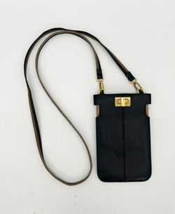 Fendi Peekaboo Phone Pouch Black Leather