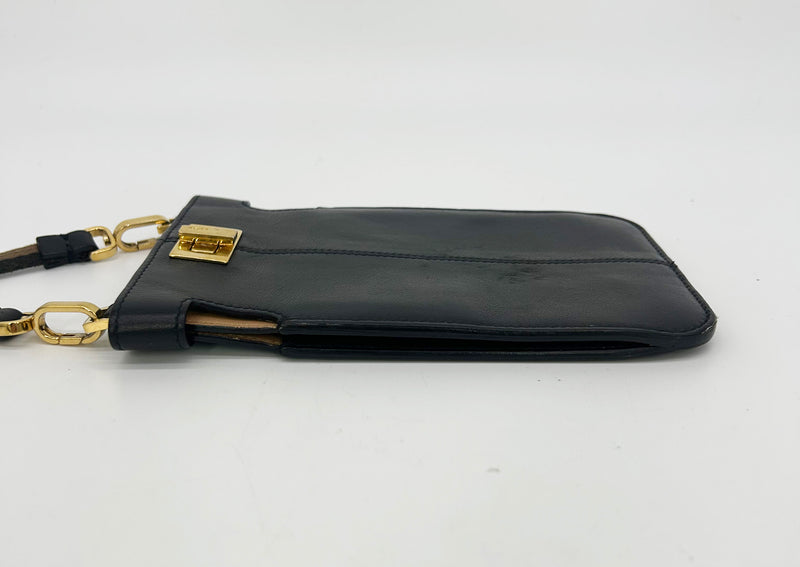 Fendi Peekaboo Phone Pouch Black Leather