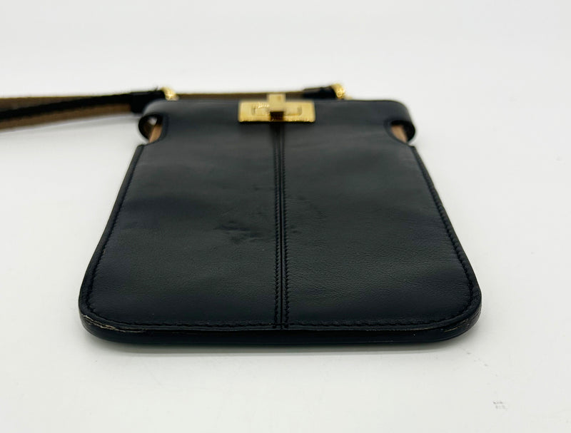 Fendi Peekaboo Phone Pouch Black Leather