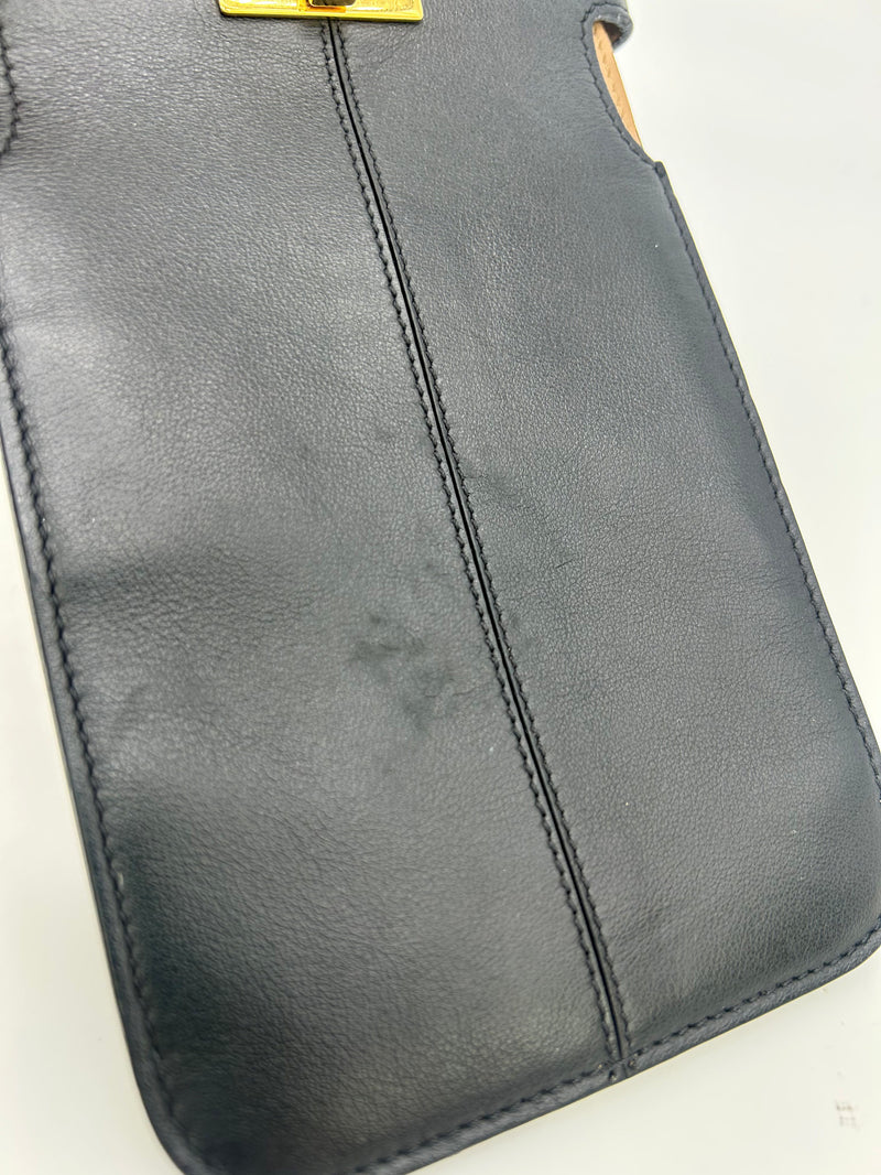 Fendi Peekaboo Phone Pouch Black Leather