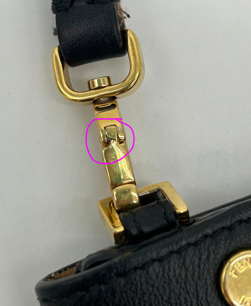 Fendi Peekaboo Phone Pouch Black Leather