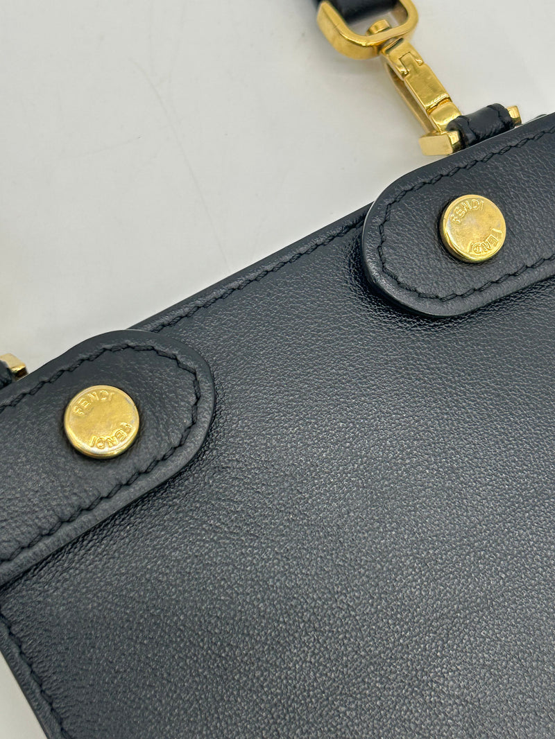 Fendi Peekaboo Phone Pouch Black Leather
