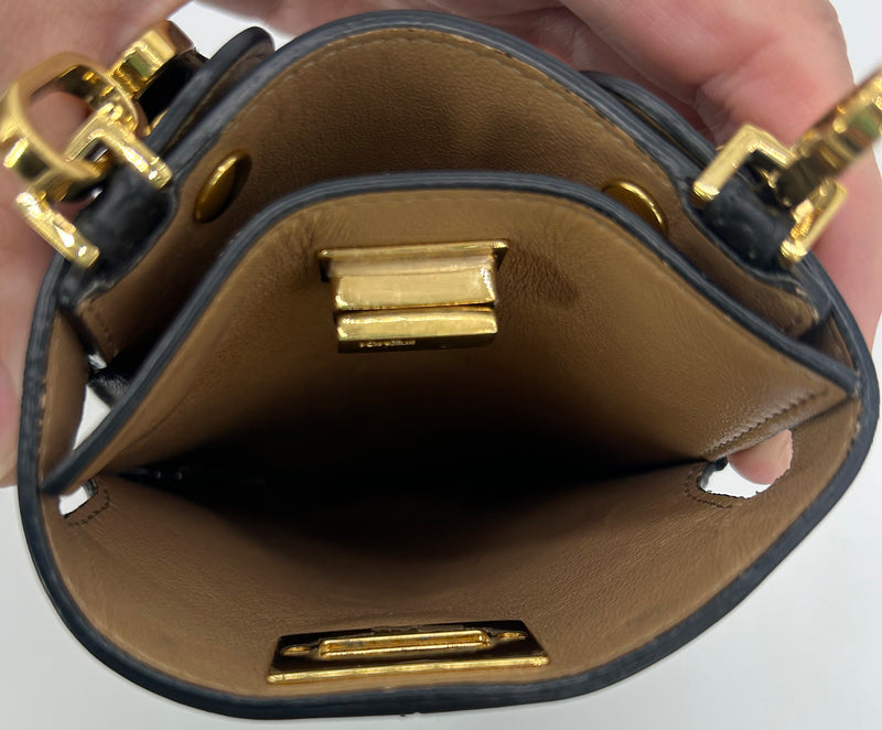 Fendi Peekaboo Phone Pouch Black Leather