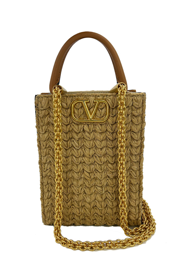 Valentino Vlogo North South Raffia Pouch