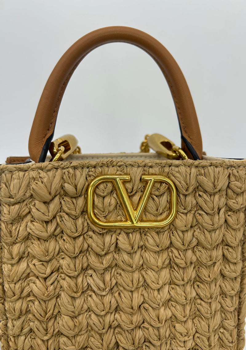 Valentino Vlogo North South Raffia Pouch