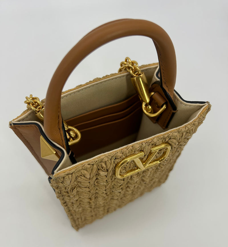 Valentino Vlogo North South Raffia Pouch