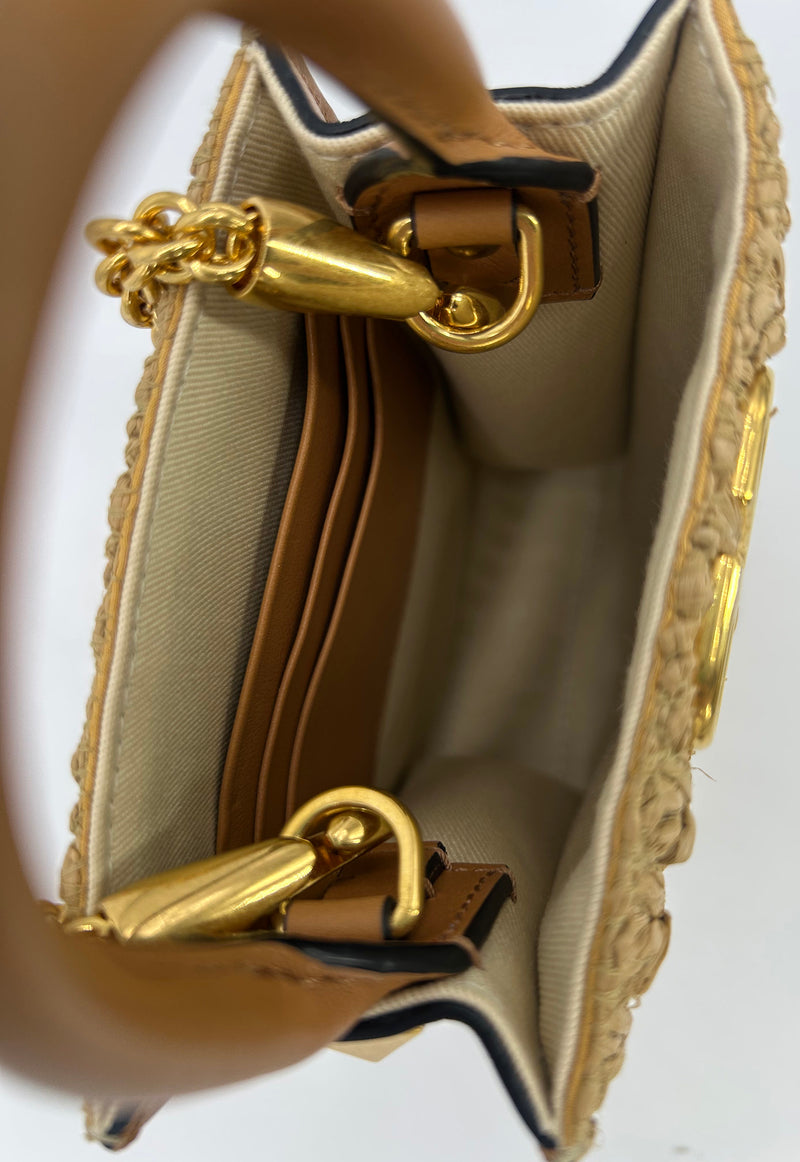 Valentino Vlogo North South Raffia Pouch
