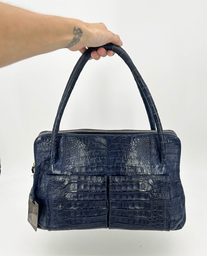 Nancy Gonzales Blue Crocodile Linda Tote