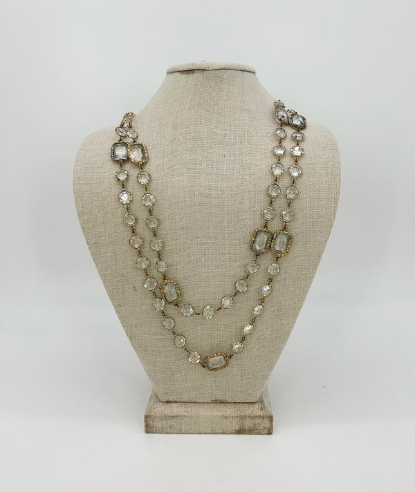 Chanel Crystal Chicklet Sautoir Station Necklace Vintage c1981