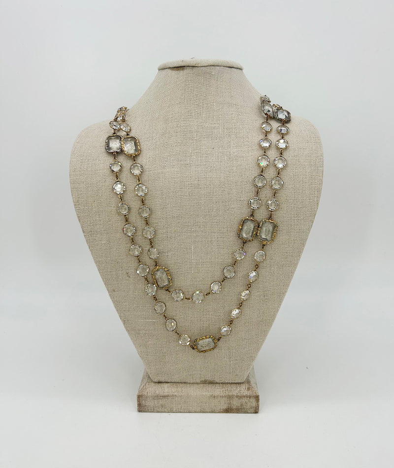 Chanel Crystal Chicklet Sautoir Station Necklace Vintage c1981