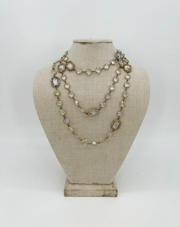 Chanel Crystal Chicklet Sautoir Station Necklace Vintage c1981
