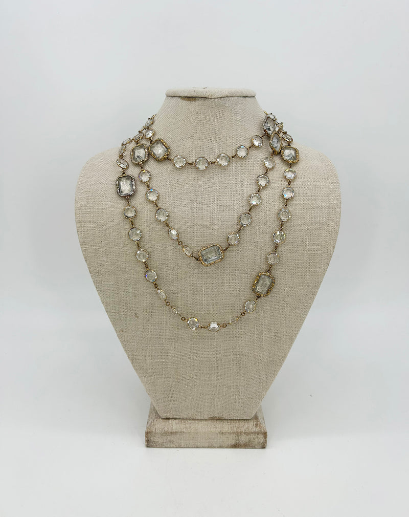 Chanel Crystal Chicklet Sautoir Station Necklace Vintage c1981