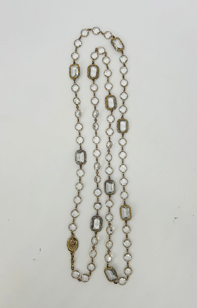 Chanel Crystal Chicklet Sautoir Station Necklace Vintage c1981