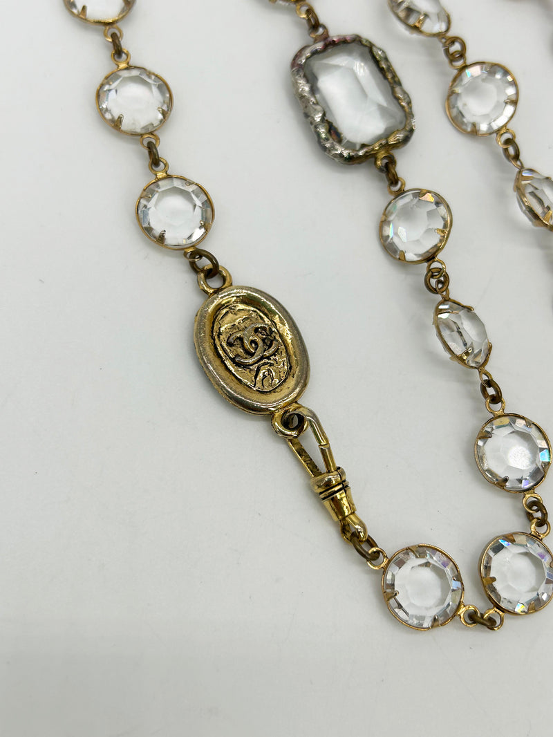 Chanel Crystal Chicklet Sautoir Station Necklace Vintage c1981