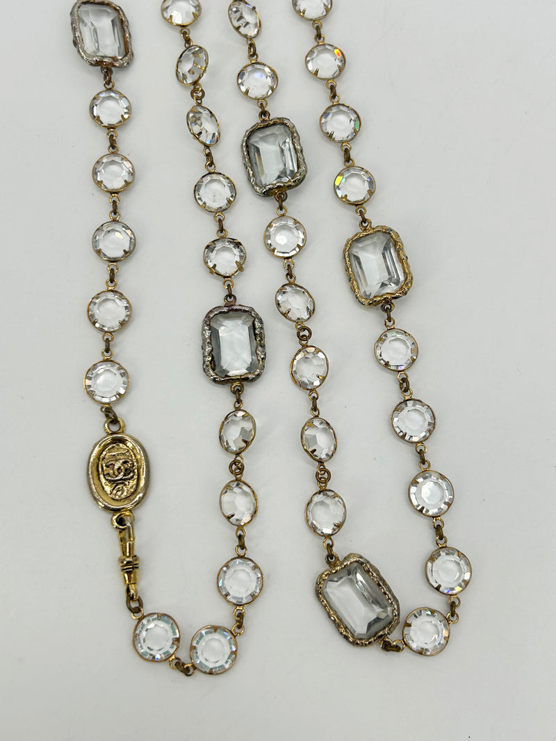 Chanel Crystal Chicklet Sautoir Station Necklace Vintage c1981