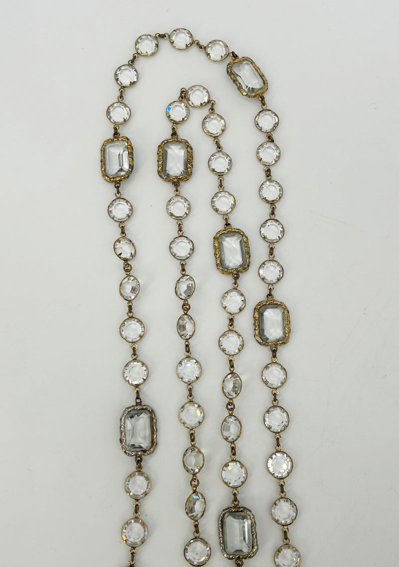 Chanel Crystal Chicklet Sautoir Station Necklace Vintage c1981