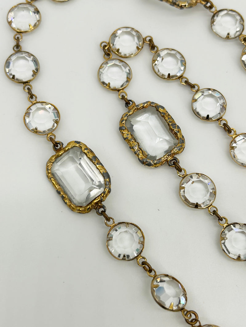 Chanel Crystal Chicklet Sautoir Station Necklace Vintage c1981