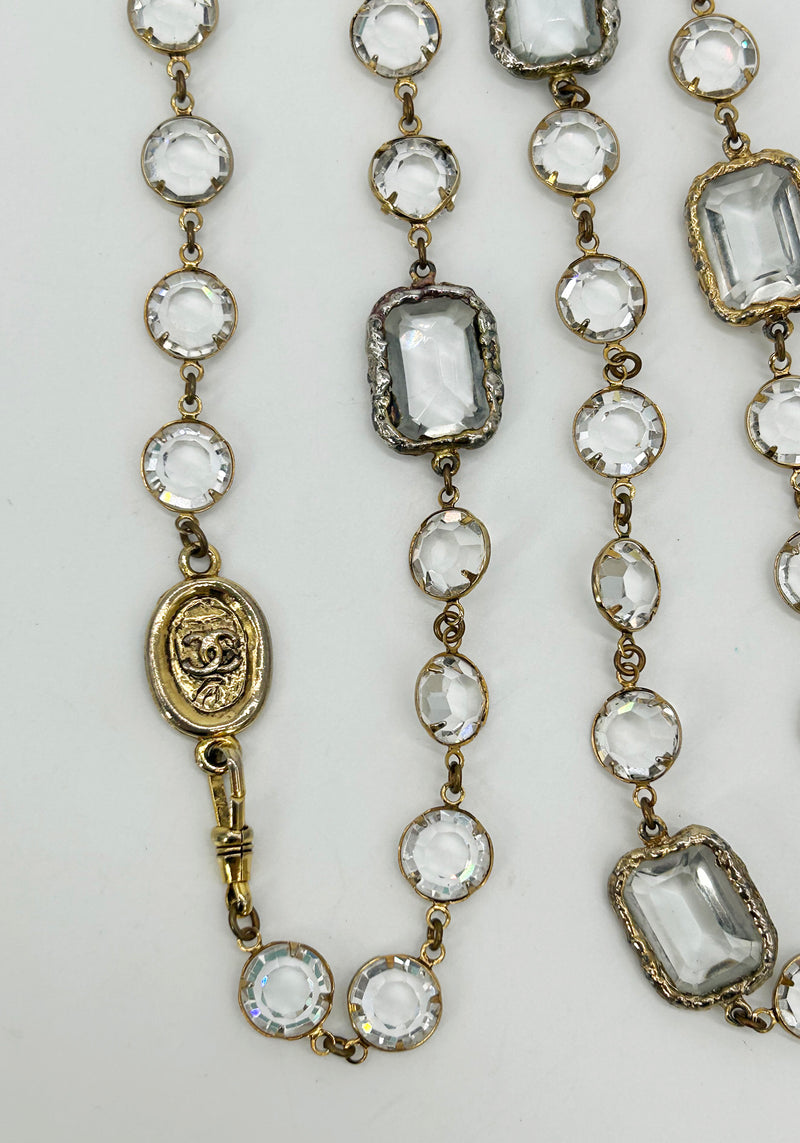 Chanel Crystal Chicklet Sautoir Station Necklace Vintage c1981