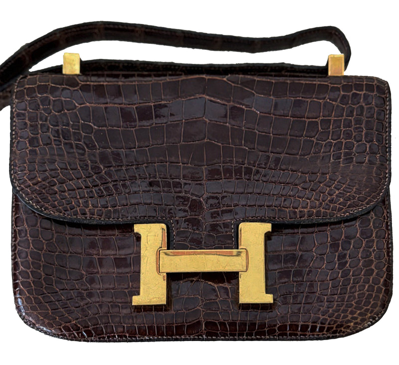 RARE Hermes Brown Alligator Constance Bag