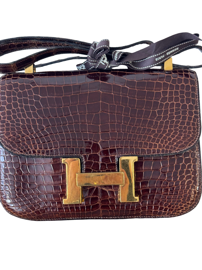 RARE Hermes Brown Alligator Constance Bag