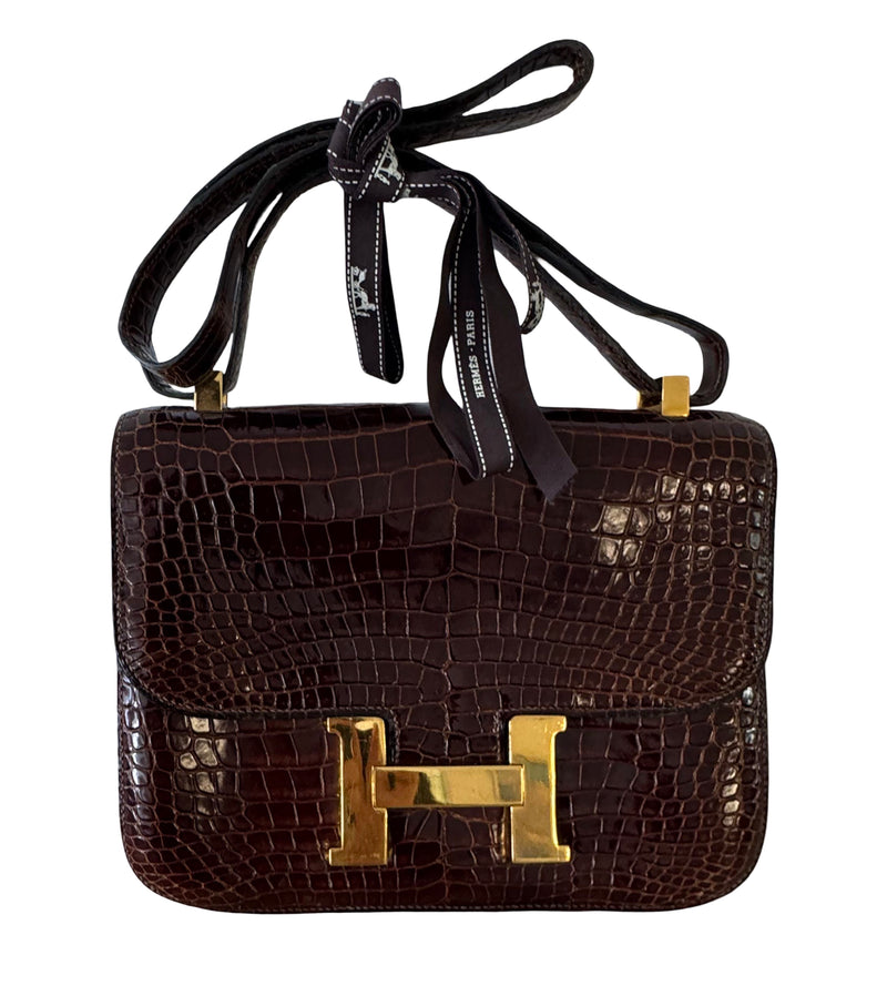 RARE Hermes Brown Alligator Constance Bag
