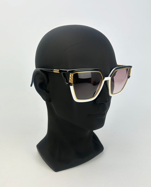 Vintage Ted Lapidus Black White and Gold Sunglasses c1970s