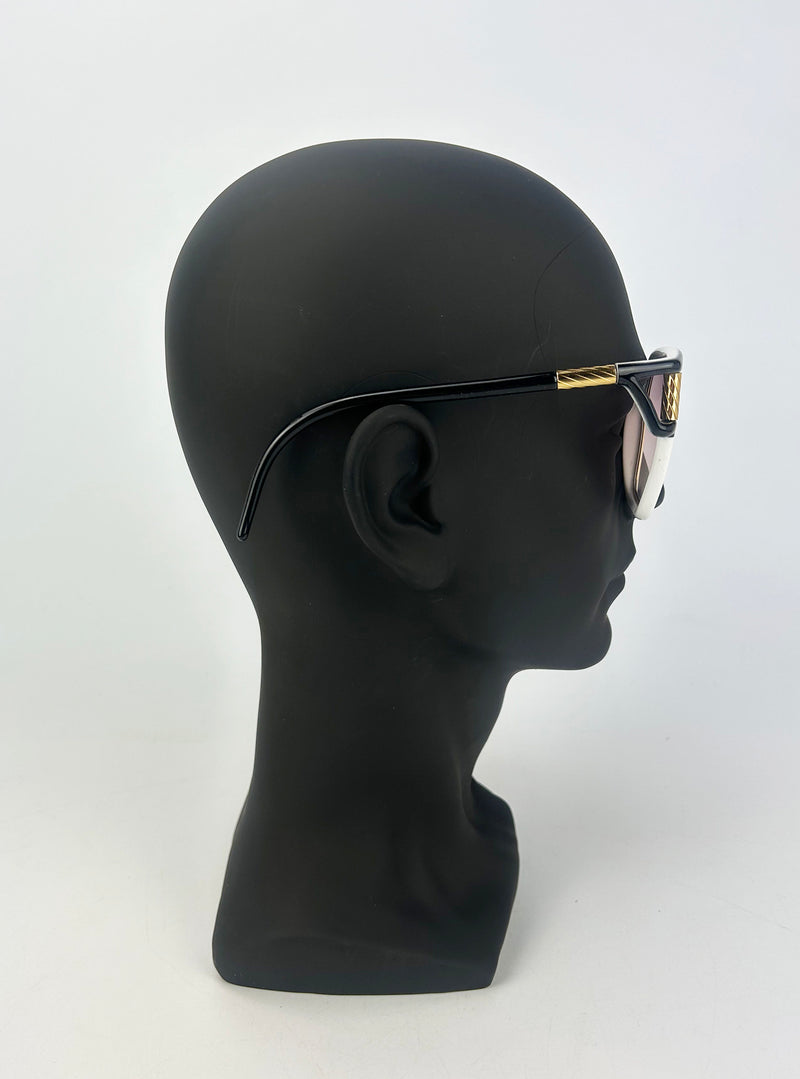 Vintage Ted Lapidus Black White and Gold Sunglasses c1970s