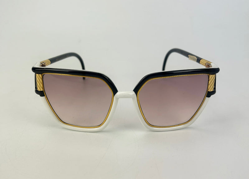 Vintage Ted Lapidus Black White and Gold Sunglasses c1970s