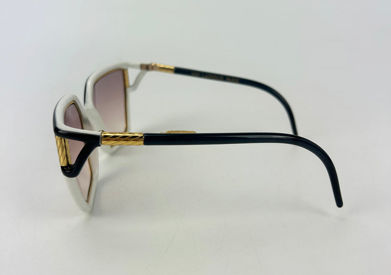 Vintage Ted Lapidus Black White and Gold Sunglasses c1970s